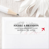 ワールドマップ飛行機宛先ウェディング ラベル (インサイチュ)