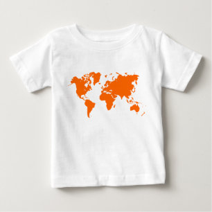 ワールドマップ-オレンジ ベビーTシャツ