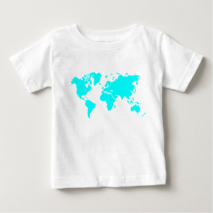 ワールドマップ-シアン ベビーTシャツ