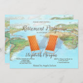 ワールドマップ、チェアリタイアメントパーティー 招待状 (正面/裏面)