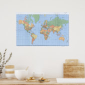ワールドマップ、印刷されたマップポスター23x36またはその他のサイズ ポスター (キッチン)