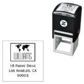 ワールドマップ(差出人住所、正方形の黒/白) セルフインキングスタンプ (インサイチュ)