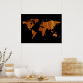 ワールドマップ – 木のテクスチャ ポスター (キッチン)