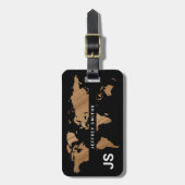 ワールドマッ国際的プ旅行識別子(黒) ラゲッジタグ (正面縦)