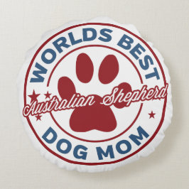 ワールドマ最高のママAustralian Shepherd Paw Print ラウンドクッション