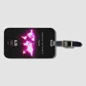 ワールドモダンマップトラベルモノグラムネオンピンク ラゲッジタグ (正面横)