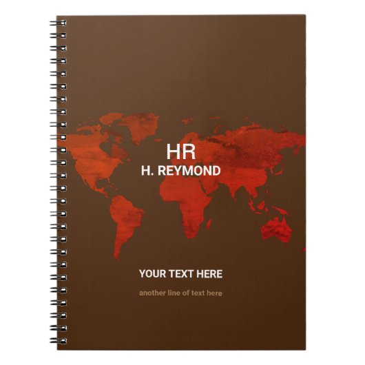 ワールドモダンマップブラウン ノートブック (正面)