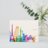 ワールドモニュメントパステルコラージュ ポストカード (スタンド正面)