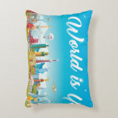 ワールドランドマーク：旅行ヴィンテージセット アクセントクッション (正面(垂直))