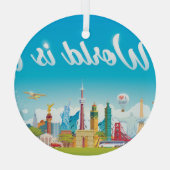 ワールドランドマーク：旅行ヴィンテージセット ガラスオーナメント (裏面)