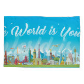 ワールドランドマーク:旅行ヴィンテージセット 枕カバー (裏面)