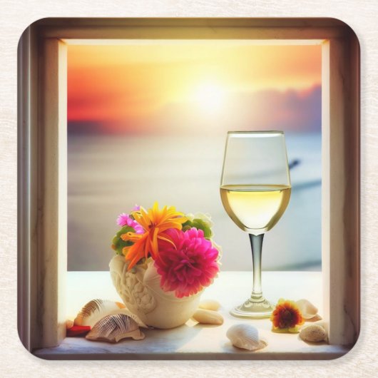 ワールドロケーションコースター/イオニア海01 スクエアペーパーコースター (正面)