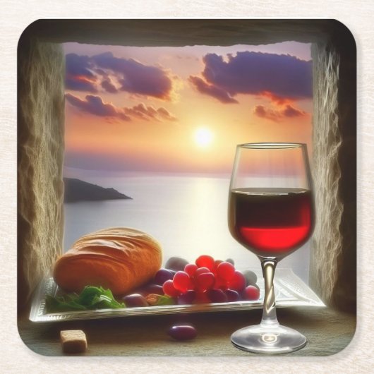 ワールドロケーションコースター/イオニア海02 スクエアペーパーコースター (正面)