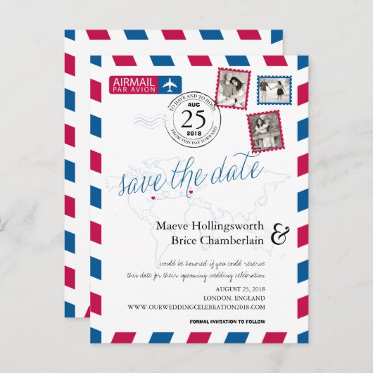 ワールドロケーションモントリオールからロンドンエアメール 案内ポストカード (正面/裏面)