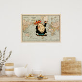 「ワールドワイドヒッチハイカー」リニューアルヴィンテージのポスター ポスター (キッチン)