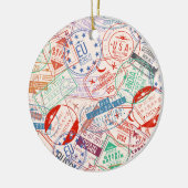 ワールドワイド旅行ラベル全周パターン セラミックオーナメント (左)