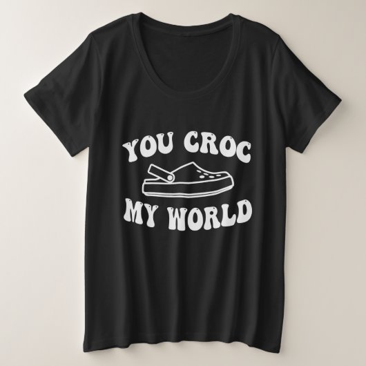 ワールドワニまさかの瞬間 笑える プラスサイズTシャツ (デザイン正面)