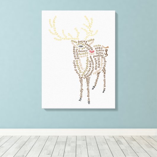 ワールドワードトナカイのキャンバス印刷 キャンバスプリント (インサイチュ (ウッドフロア))