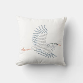 ワールドワードブルーヘロン枕 クッション