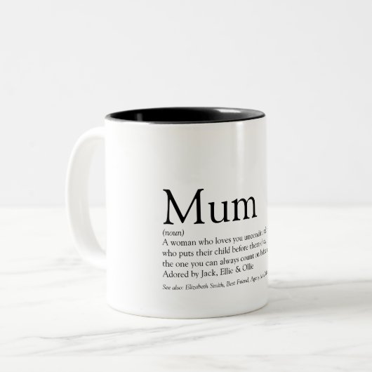 ワールド最高ののマーム定義引用文白黒 ツートーンマグカップ (正面左)