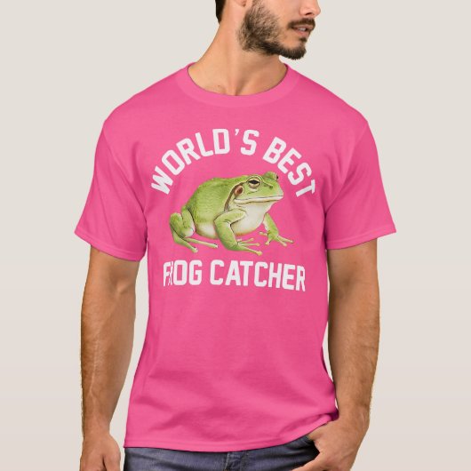 ワールド最高のカエル捕手ボーイズガールズおもしろいカエル Tシャツ (正面)