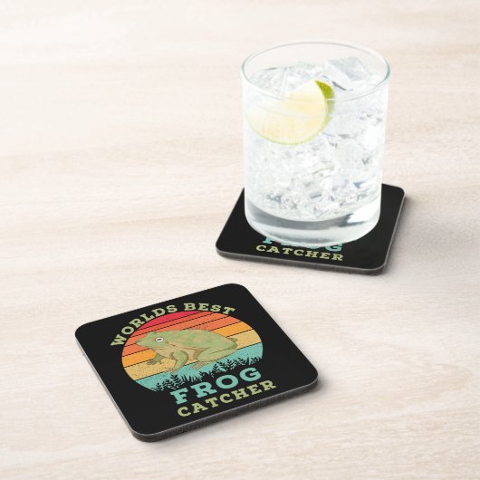 ワールド最高のカエル捕手、レトロヴィンテージカエル恋人 コースター (右側)