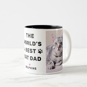 ワールド最高のキャットパパブラック2枚フォトペット恋人 ツートーンマグカップ