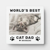 ワールド最高のキャットパパホワイトスクエアカスタム写真 フォトプラーク (正面)