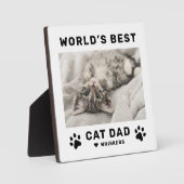 ワールド最高のキャットパパホワイトスクエアカスタム写真 フォトプラーク (正面)