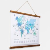 ワールド最高のサーフブレイクマップ 吊り下げ型タペストリー (傾斜あり)