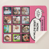 ワールド最高のステプママピンクフォトコラージュのおもしろいモダン シェルパブランケット (正面(横))