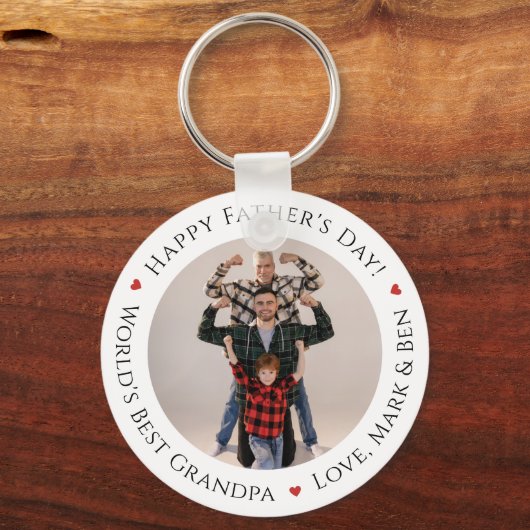 ワールド最高のス祖父おもしろい写真カスタム父親の日 キーホルダー (正面)