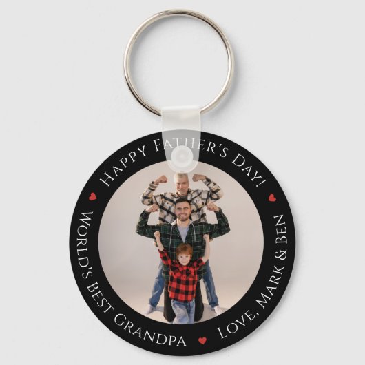 ワールド最高のス祖父おもしろい写真カスタム父親の日 キーホルダー (正面)