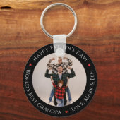 ワールド最高のス祖父おもしろい写真カスタム父親の日 キーホルダー (正面)