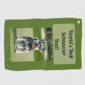 ワールド最高のス・シュナウザーパパ！グリーンブラック2025 ゴルフタオル (横)