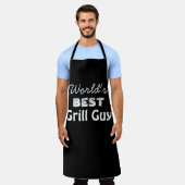 ワールド最高のズグリル男引用文ブラックメンズロング エプロン (着用した状態)