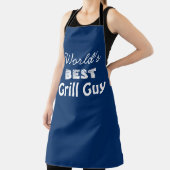 ワールド最高のズグリル男引用文ブルーメンズロング エプロン (インサイチュ)