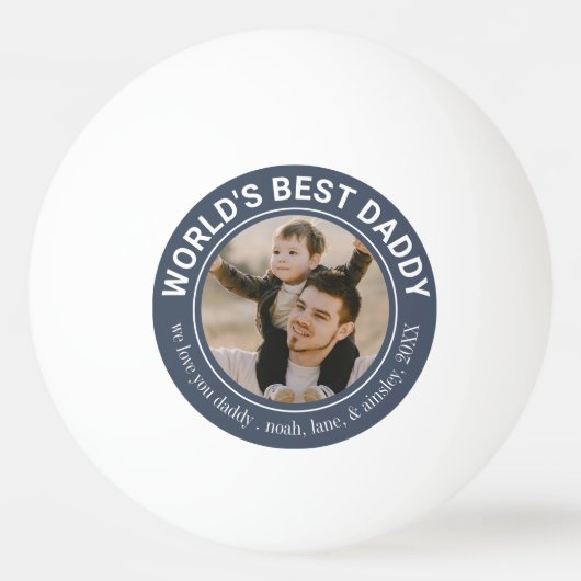ワールド最高のズダディ可愛い父の日のカスタム写真 卓球ボール (正面)