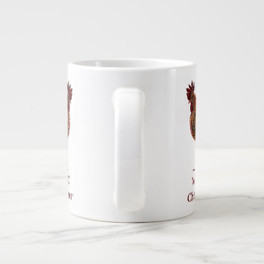 ワールド最高のズチキン農家おもしろい引用文ルースター ジャンボコーヒーマグカップ (裏面)