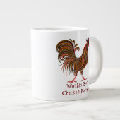 ワールド最高のズチキン農家おもしろい引用文ルースター ジャンボコーヒーマグカップ (正面右)