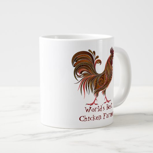 ワールド最高のズチキン農家おもしろい引用文ルースター ジャンボコーヒーマグカップ (正面右)