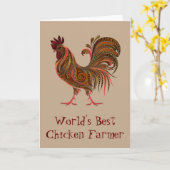 ワールド最高のズチキン農家おもしろい引用文ロースターファーム カード (黄色い花)