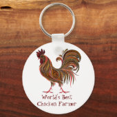 ワールド最高のズチキン農家おもしろい引用文ロースターファーム キーホルダー (正面)