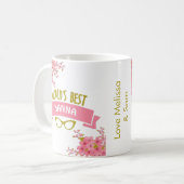 ワールド最高のズナかわいらしピンクフローラ コーヒーマグカップ (正面左)