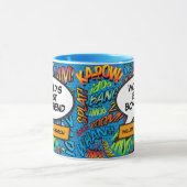 ワールド最高のズボーイフレンド名おもしろいレトロ漫画ブルー マグカップ (中央)