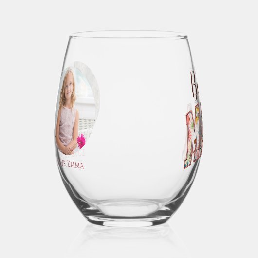 ワールド最高のズボーナスママ2写真母の日 ステムなしワイングラス (正面)