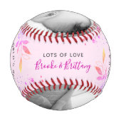 ワールド最高のズマピンクグリッター葉の脚本写真 野球ボール (裏面)