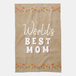 ワールド最高のズマ花フローラ素朴ベージュ キッチンタオル