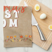 ワールド最高のズマ花フローラ素朴ベージュ キッチンタオル (四つ折り)