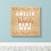 ワールド最高のズマ花フローラ素朴ベージュ キャンバスプリント (インサイチュ (ウッドフロア))